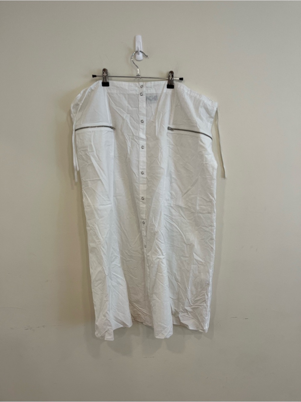 White Midi Button-Front Skirt with Pocket Detail maternity